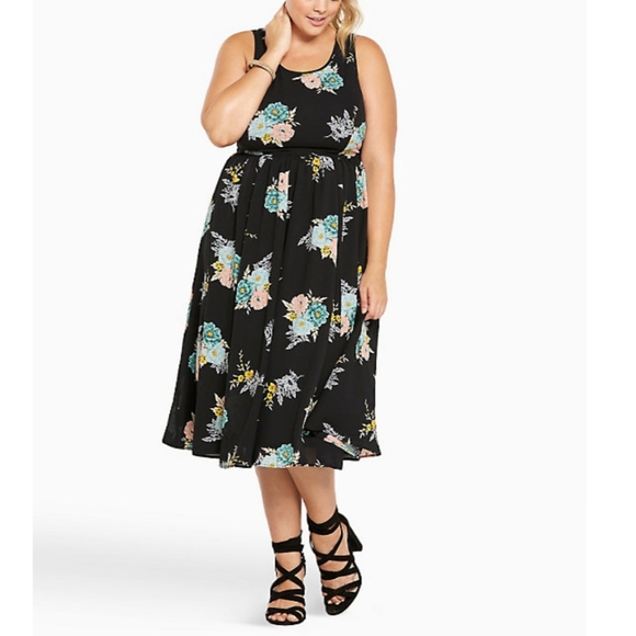 torrid Dresses & Skirts - Torrid Floral Print Georgette Midi Dress